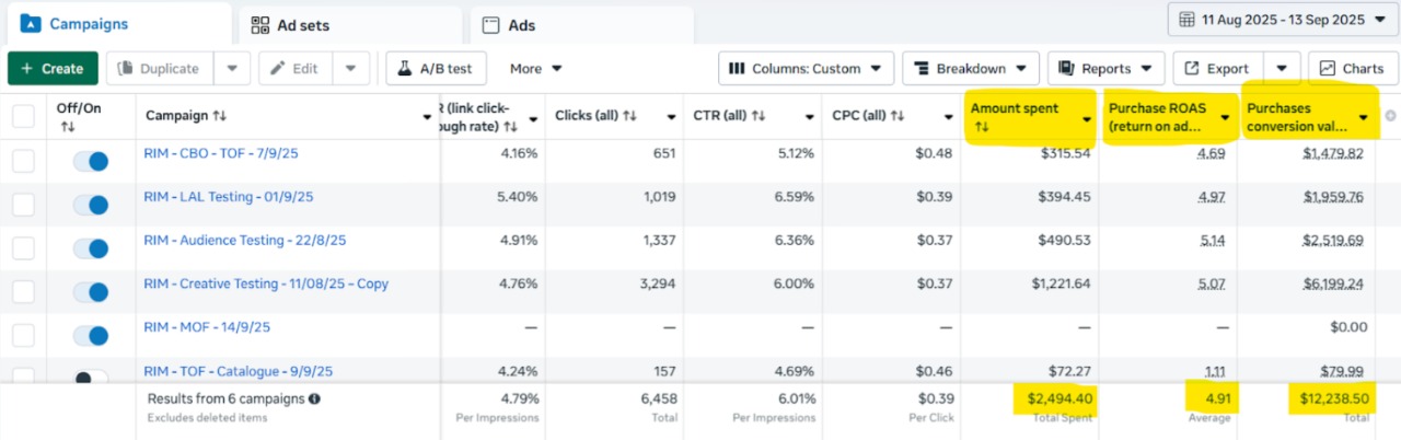 Meta Ads Performance Results for Fashion Brand